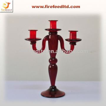 Red glass antique candle holder