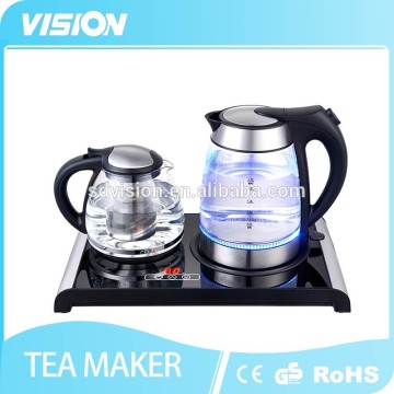 8992T-G1 electric Tempered Glass Tea maker set with glass kettle