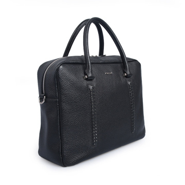 Shorty Flat Top Zippered Tote Office Bag Black