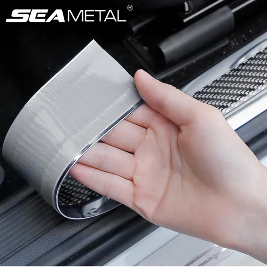 Car Stickers Door Sill Protector Carbon Fiber Vinyl Threshold Protection Car Bumper Sticker Strip Anti Collision Scratch Proof