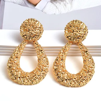 Stunning Trendy Golden Drop Earrings for Women: Exaggerated Styles