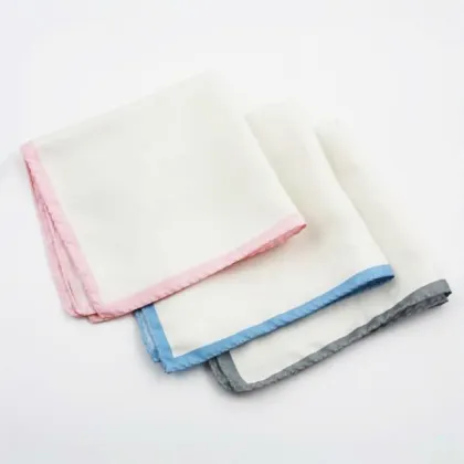 Plain White Twill Silk Men Pocket Kerchief Scarf