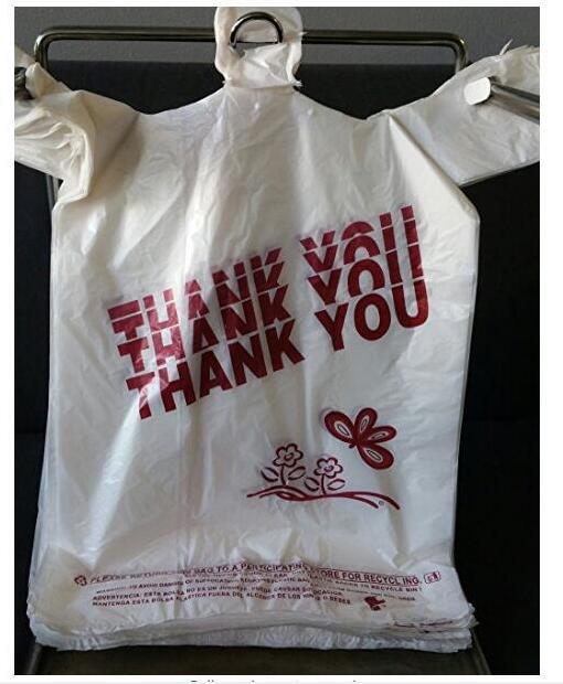 Packaging Roll HDPE Thank You Shopping Custom Printed Plastic T-Shirt Gusset Bags