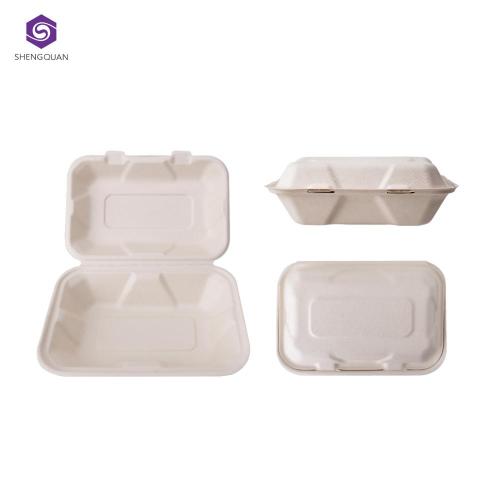 최고의 판매 생분해 성 bagasse clamshell box 일회용 테이크 아웃 플레이트 사탕 수수 식품 용기