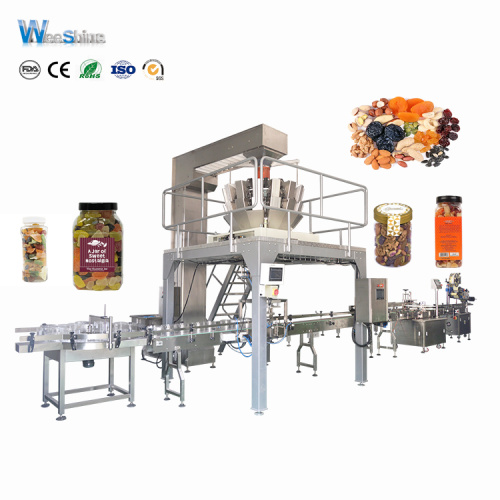 PLC Control Bottle Can Jar Dry Fruit and Nuts Rotating Filling Packaging Capping Machine