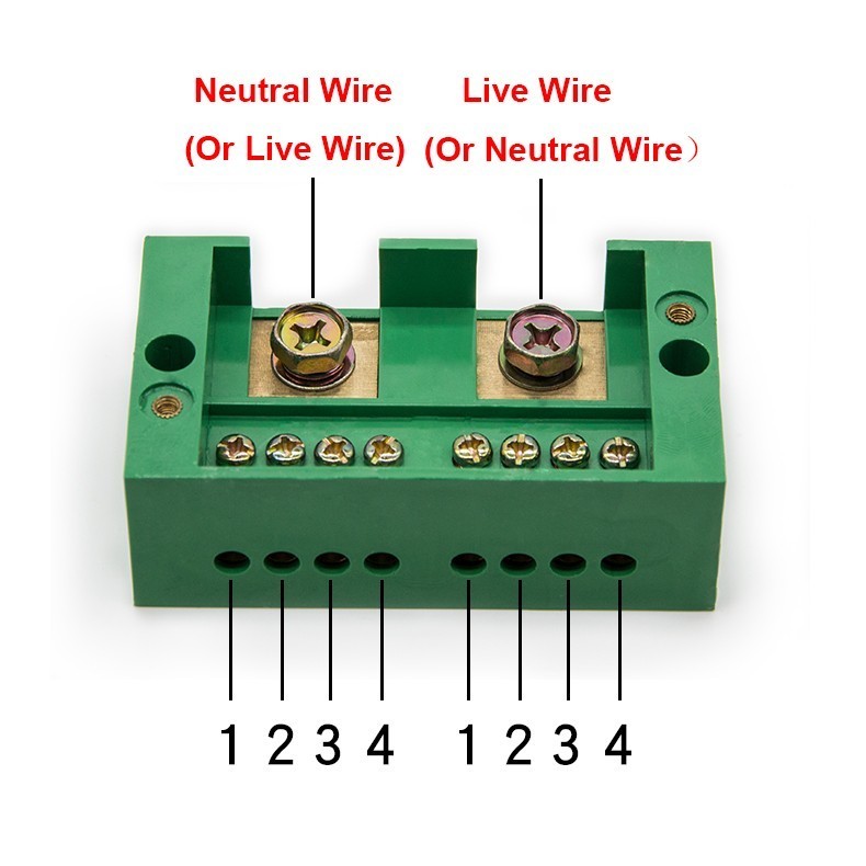 FJ6 Terminal Block Single-phase 2-IN 8-OUT Wire Connection Row 220V Household (Neutral Live Wire) Part Line Distribution Box