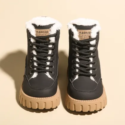 Women's Thick Cotton Martin Boots - Versatile Thick Sole Plush Winter Casual Shoes
