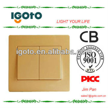 Europe style wall switch 2gang golden color