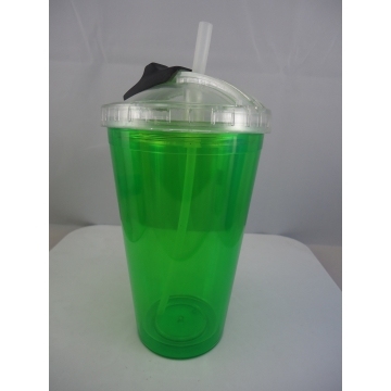 16oz Soft Silica Sipper Straw with Sliding Cover Acrylic Tumble