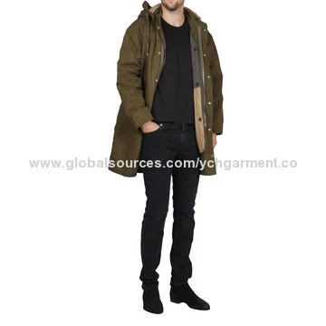 Winter 2014 cotton waxed hooded parka with double coulisse menNew