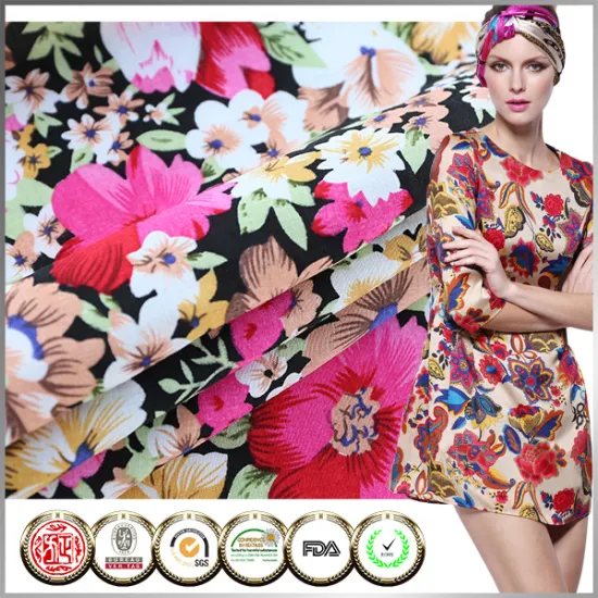 2014 latest designer flower SGS Certified Chiffon Satin Printing