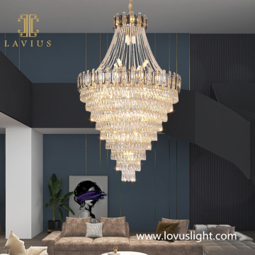 Large popular crystal chandelier bell and drum shape chandelier hotel villa shopping mall custom crystal chandelier
