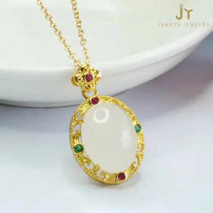 Wholesale High Quality Hetian Jade and Stainless Steel Pendants for Fengshui Decor