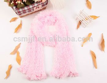 100% Polyester Pink Color Winter Long Warm Stretchy Microfiber Magic Scarf Shawl For Girls