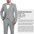 WYWK Men's 3-Piece Suit Prom Wedding Set-Light Gray-XS