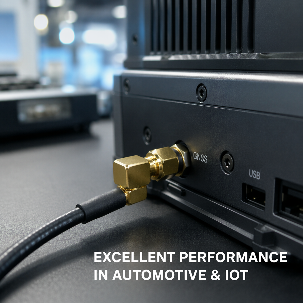 SMB RF connector used in automotive telematics and industrial IoT communication systems