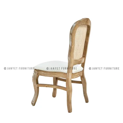 Rustic Natural French Banquet Wood Chair Louis XV