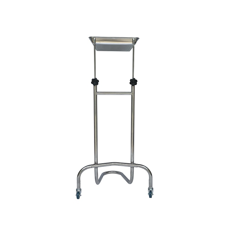 Stainless Steel Adjustable Medical Mayo Trolley Instrument Stand with 2 Caster Wheels TCS06