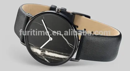 marble slim stone dial watch