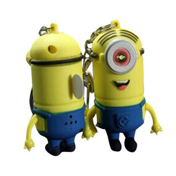 Customized logo free promotional LED sound key-chain