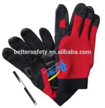 Grain Pigskin leather driving gloves red cotton