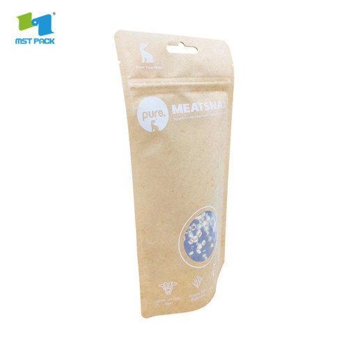 100% compostable kraft stand up pouches with window