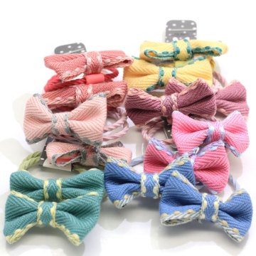 Handmade Fabric Bows Hair Tie Ponytail Holder Boutique Hair Bows Elastic Hair Ties Bands Pigtail Holders For Baby Girls