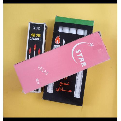 100% PARAFFIN WAX 10PCS IN BOX WHITE CANDLE