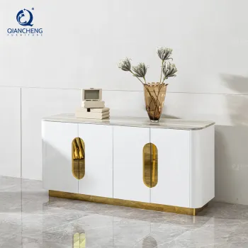 China American Style Oak Wood 4 Door High Gloss Dining Room Sideboard Cabinet