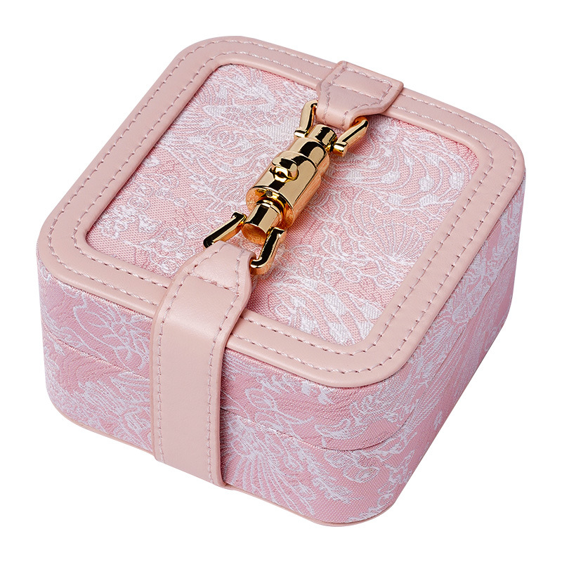 Jacquard Portable PU Leather Organizer Case With Lock