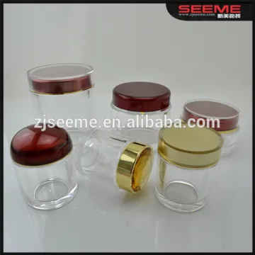 gold cap acrylic container capsule jar clear 300g jars
