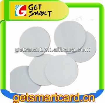Hard PVC 30mm 13 56 mhz rfid tag - available with sticker on backing