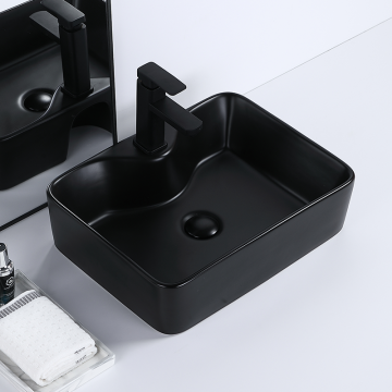 Matt Black Rectangular Bathroom Basin for Countertop