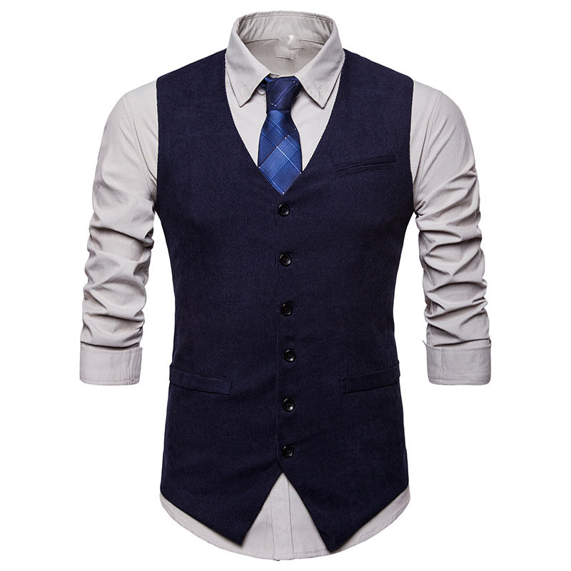Mens Vest Waistcoat Men's Suit Dress Vest 2020 Brand New Single Breasted Corduroy Vest Men Wedding Tuxedo Vests Gilet Homme XXL