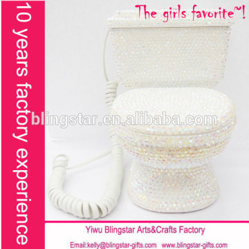 Hot selling wholesale water closet wired diamond rhinestone crystal telephone