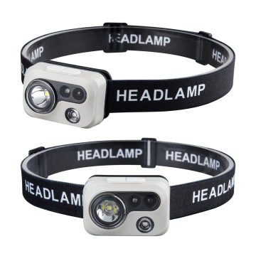 USB Rechargeable ABS Headlamp with LED and Light Sensor for Forehead