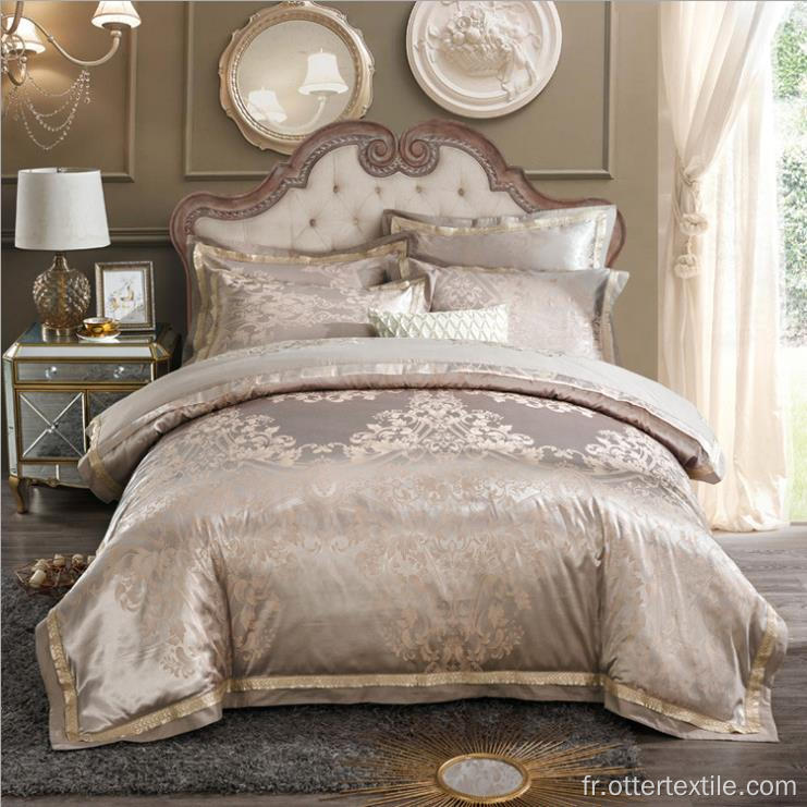 vente en gros housse de couette de luxe en satin de soie jacquard broderie