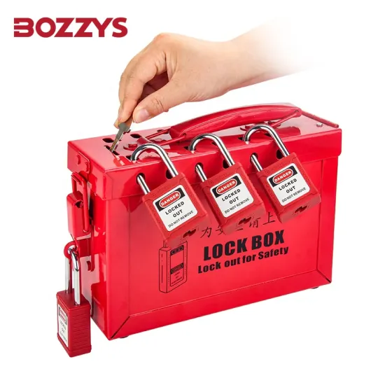 Portable Metal Padlock Box with Keyhole Slot for Industrial Safety Lockout