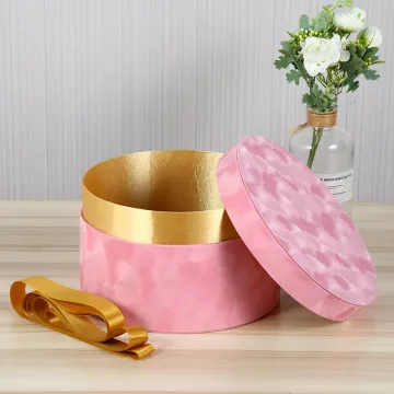 Custom Round Hat Gift Packaging Velvet Flower Box