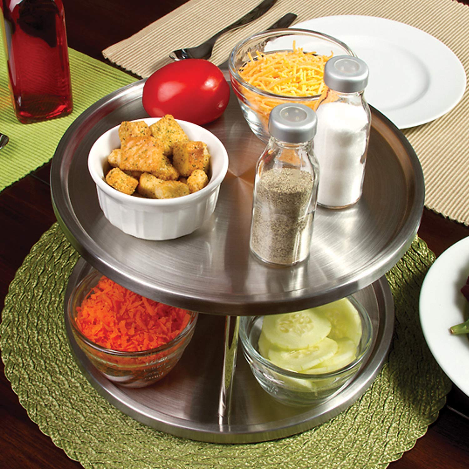 2 tier stainless steel lazy susan