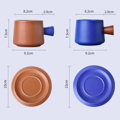 Klein Solid Colors Ceramic Cup Cappuccino Simple Ceramic Tea Cup And Saucer Black Coffee Cup With Saucer Set