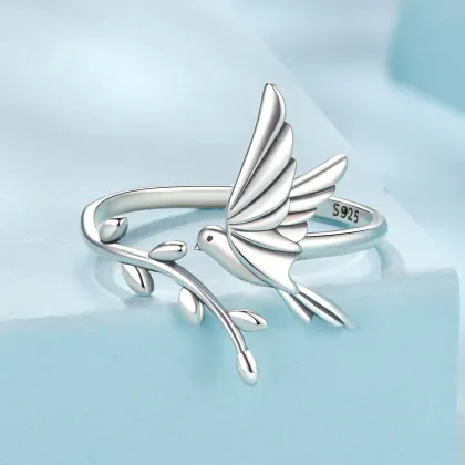 Fashion S925 Sterling Silver Kingfisher Adjustable Rings for Women - Birthday & Valentine's Day Gift