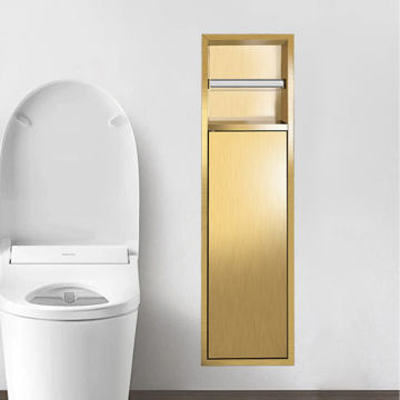 Stainless Steel Bathroom Organizer with Toilet Paper Roll Holder and Brush Storage