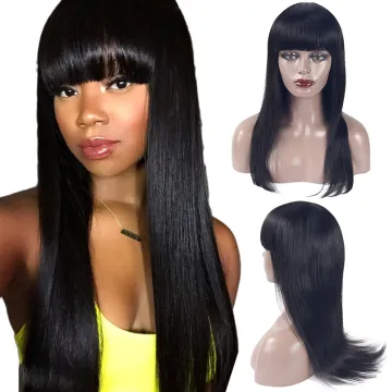 Brazilian straight lace front wig 100% human hair,human hair wig with bang,straight wig human hair Pre Plucked