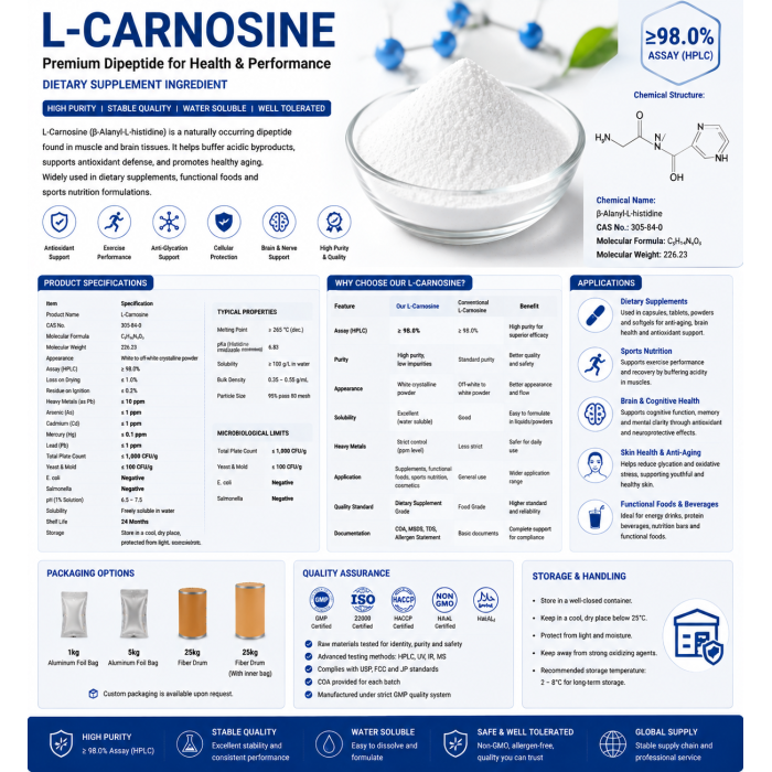 API de péptido L-carnosina de alta pureza