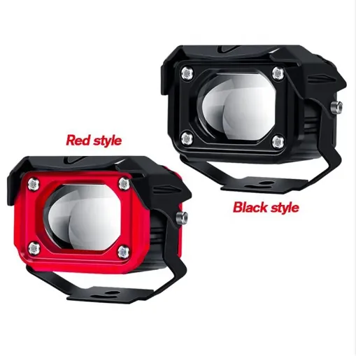 LED Laser Lens Work Light Cube Pods Spot Driving Fog Lamp 6000K Yellow+White Auxiliary Headlight for Car Motorcycle Truck