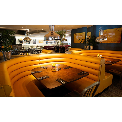 Customized Restaurant Corner Love Seat Leather Sofa Booth