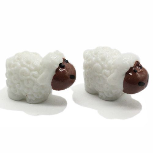 3D White Sheep Resin Bead Diy Art Supplies Cute Animal Cabochon Charms Making Jewellery Fairy Garden Accessories