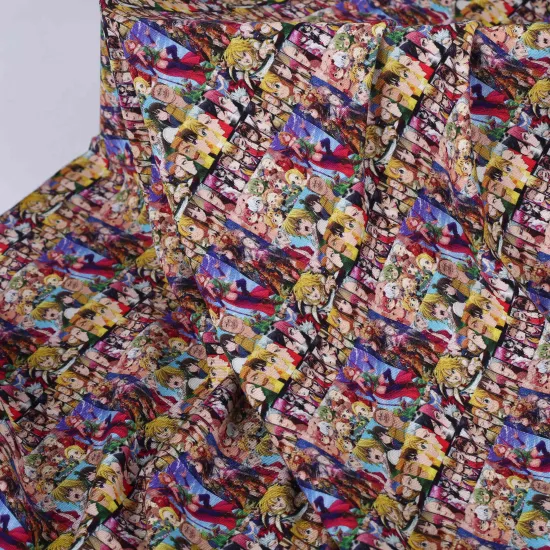 Bamboo Spandex Fabric: Anime Print for Clothing