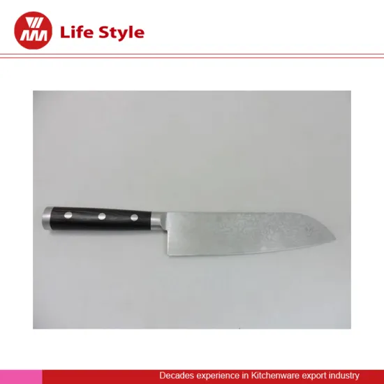 Laser damascus kitchen knife